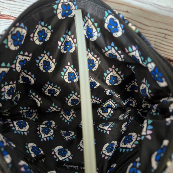 #205 Vera Bradley Bramble Mini Hipster Crossbody – Black Blue Purple – EUC - Picture 4 of 4